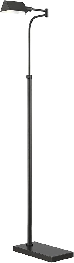 Possini Euro Design Design Keegan Traditional Farmhouse Pharmacy Floor Lamp Standing 54" Tall Dark Bronze Brown Adjustable Swing Arm Metal Tent Shade Decor for Living Room Reading Bedroom Office