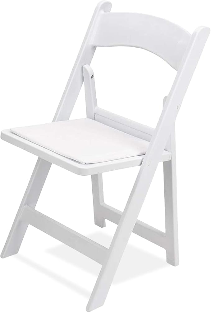 EventStable Titan PRO Resin White Indoor/Outdoor Lightweight Vinyl Padded Folding Chair for Weddings Parties Events - 50 Pack