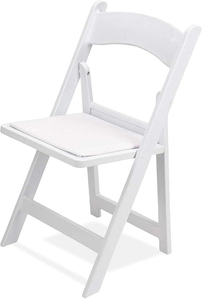 EventStable Titan PRO Resin White Indoor/Outdoor Lightweight Vinyl Padded Folding Chair for Weddings Parties Events - 4 Pack