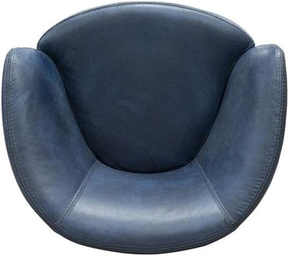 Pemberly Row Vintage Navy All Italian Leather Swivel Club Chair