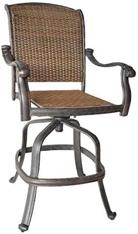 Santa Clara Outdoor Patio Set 6pc Swivel Barstools 30" H Dark Bronze Cast Aluminum