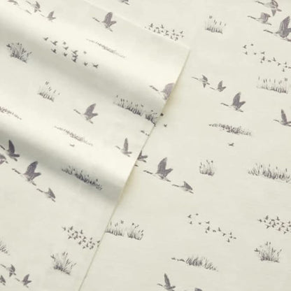 Eddie Bauer - Flannel Sheets Full Size, Anti-Pilling & Wrinkle Resistant Cotton, Touchably Soft for All-Season Comfort - Bed Sheets with Matching Pillowcases & Fitted Sheet (Geese Meadow Yellow)