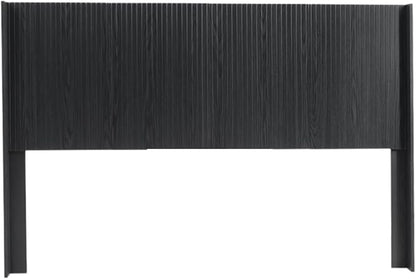KEIKI Wooden Queen Size Headboard Only, 64.5" Wide Farmhouse Headboards with Wall Mounted Fluted Panel & Wingback for Bedroom, Black Oak
