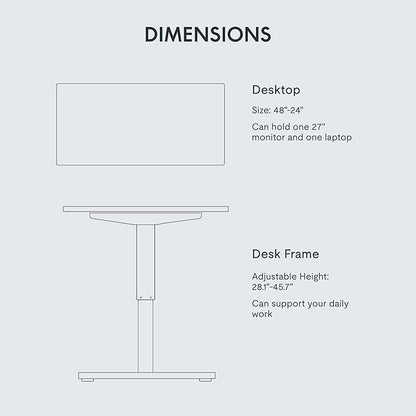 FLEXISPOT EN1 One-Piece Standing Desk 48 x 24 Inches Height Adjustable Electric Desk Sit Stand Desk Home Office Desks (White Frame + Marble Gray Top, 2 Packages)