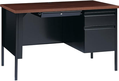 Lorell Single Right Pedestal Desk, 48 by 30 by 29-1/2-Inch, Black Walnut