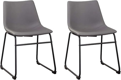 Signature Design by Ashley Centiar Casual Bucket Seat Dining Upholstered Side Chair with Black Metal Base, Set of 2, Faux Leather, 18.75" Seat Height, Gray