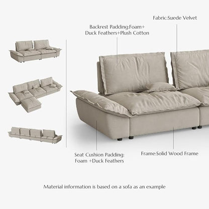 POVISON Oversized Modular Sectional Sailboat Sofa for Living Room with Adjustable Backrest Sectional Couches Large Deep Sofa Set 4 Seats Big Comfy Cloud Couch for House Office