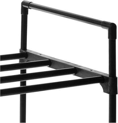 SONGMICS Shoe Rack, 2-Tier Shoe Organizer, Metal Storage Shelf, Upright or Upside Down, for 12-15 Pairs, Stackable, for Entryway, 11.8 x 36.2 x 13.4 Inches, Black ULSA12BK