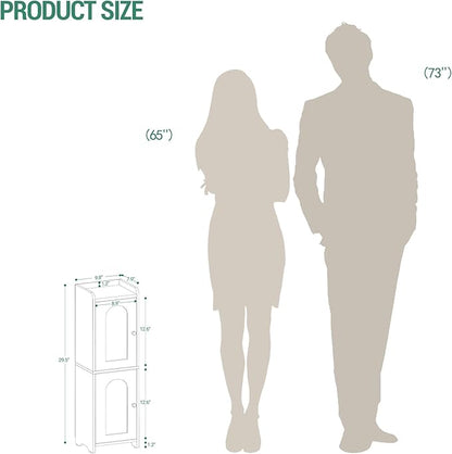 Bathroom Storage Cabinet, Corner Floor Cabinet with 2 Doors and Adjustable Shelf, Narrow Toilet Paper Cabinets, Bathroom Organizer for Small Spaces, 7.9" D x 9.8" W x 29.5" H White