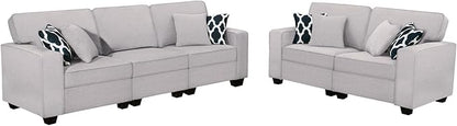Legend Vansen Modular Sectional Sofa U Shaped Couch with Ottoman Modern Reversible Corner Sectional Couch for Living Room (Light Grey, 2+3)