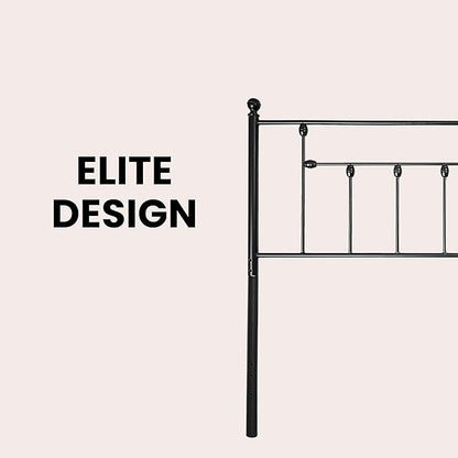 Victorian Metal Headboards, Adjustable Height Iron Frame, Rustic Farmhouse Style, Elegant and Durable Design, Easy Assembly, Universal Fit for Kids & Adults, Queen Size, Black Finish