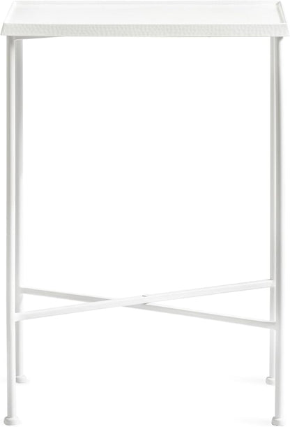 Kate and Laurel Sanzo Transitional Metal Skinny Side Table, 17 x 9 x 24, White, Rectangular Slim Bedroom Nightstand with Hammered Tabletop for Use as Bedside Accent or Living Room End Table