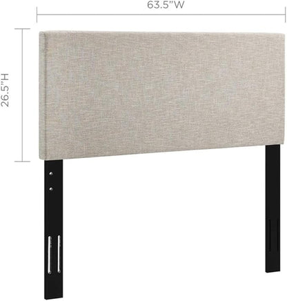 MAKLAINE Full/Queen Upholstered Linen Fabric Headboard in Beige