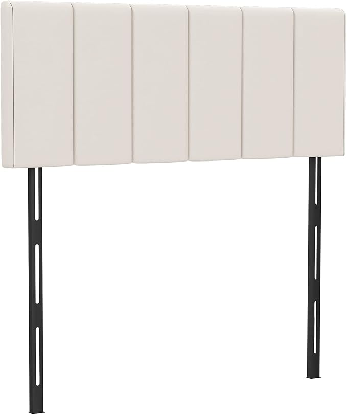 HAOBO Home Upholstered Headboard Foldable King Size Headboards Eastern King/California King Faux Leather Panel with Height Adjustments-White