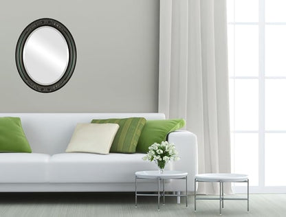 OVALCREST Oval Beveled Wall Mirror for Home Decor - Florence Style - Hunter Green - 44" x 34"