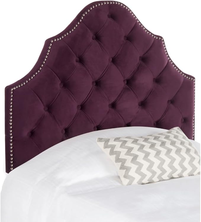 Safavieh MCR4034F-T Mercer Collection Arebelle Aubergine Velvet Headboard, Twin, Purple