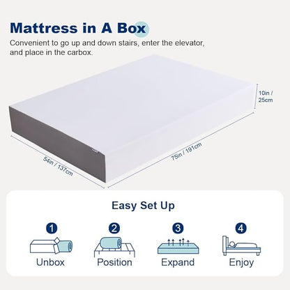 Amazon Basics Memory Foam Mattress, Medium Firm, 10 Inch, Full, White/Grey