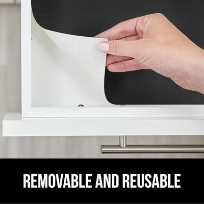 GORILLA GRIP DripGuard Shelf Liner, Non Adhesive Drawer and Kitchen Cabinet Protector, 20x240 Inch, Slip Resistant BPA Free Smooth Surface Plastic Liners for Cabinets, Bathrooms, Closets, Black