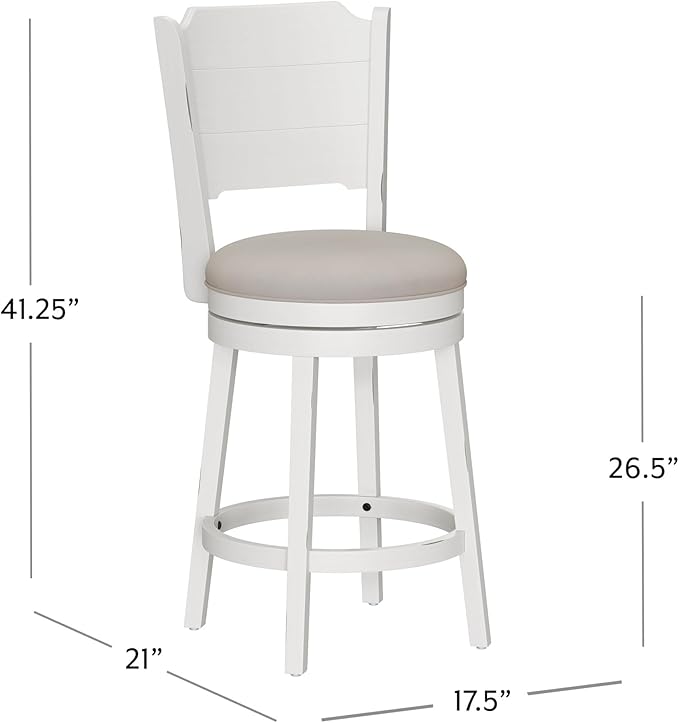 Hillsdale Clarion Wood Swivel Stool, Counter Height, Sea White