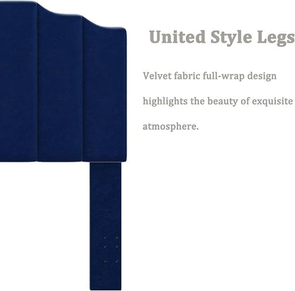 King Size Headboard Only, Velvet Wall Mounted Headboard King for Adjustable Bed Modern Upholstered Head Board Easy Assembly, Navy Blue