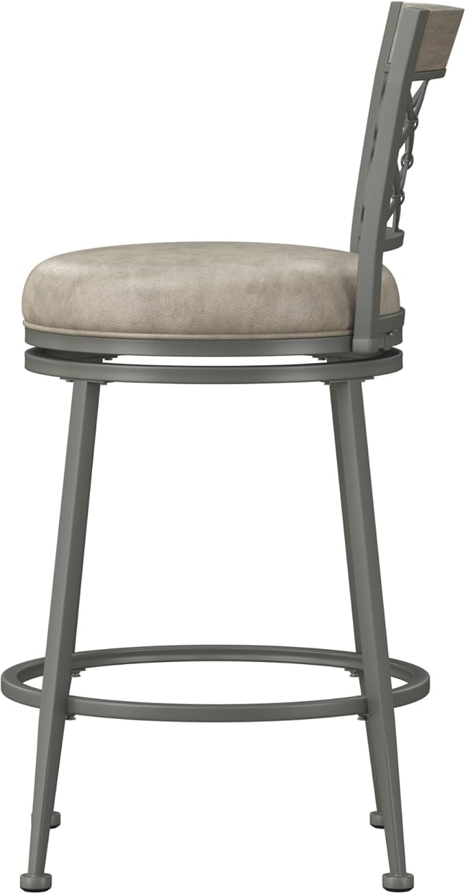 Hillsdale Hutchinson Swivel Counter Height Stool, Pewter