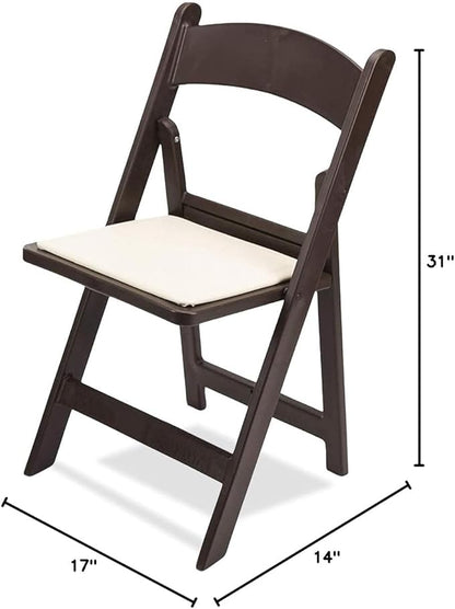 EventStable Titan PRO Resin Folding Chair - Dark Brown Indoor/Outdoor Lightweight Foldable Chair - Vinyl Padded Folding Chair for Weddings Parties Events - 50 Pack