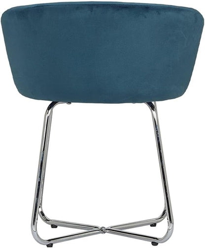 Hillsdale, Marisol Round Metal and Upholstered Vanity Stool with Scoop Back for Makeup Room or Bathroom, Blue