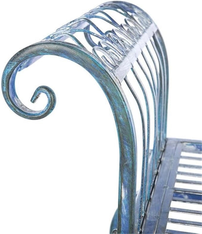 SAFAVIEH Outdoor Collection Brielle Victorian Antique Blue Bench