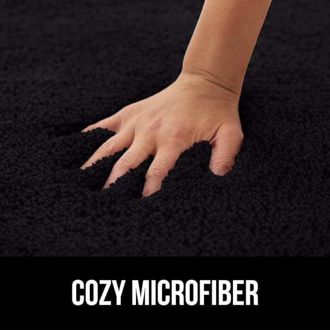 GORILLA GRIP Bathroom Rugs, 36x24, Ultra Soft Absorbent Mat, Thick Plush Bath Rug, Machine Washable, Microfiber Quick Dry, Mats for Shower, Bathtub and Floor, Home Decor Accessories, Black