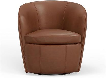 Pemberly Row Vintage Whiskey Italian Leather Swivel Club Chair Two Pack