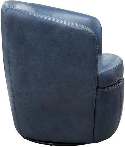 Pemberly Row Vintage Navy All Italian Leather Swivel Club Chair