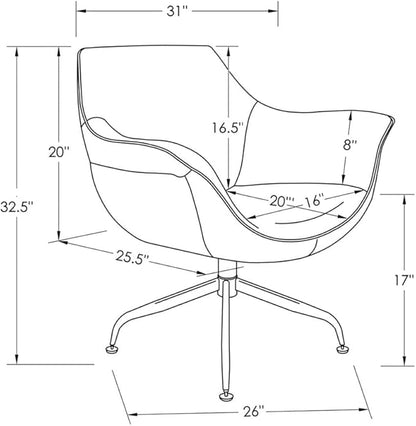 ZURI Modern Mala Swivel Chair Soft Brown Leatherette Upholstery Stainless Steel Base