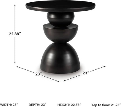 Signature Design by Ashley Kurtson Modern Metal Accent Table with Pedestal Base, Black