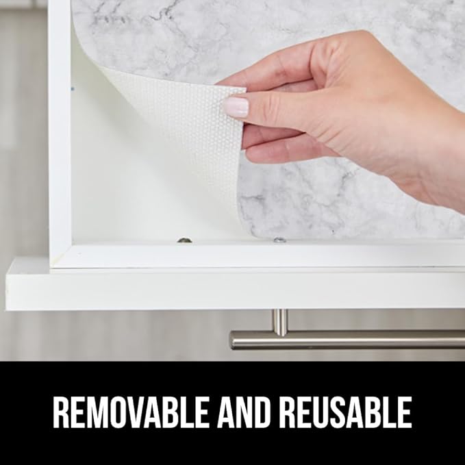 GORILLA GRIP DripGuard Shelf Liner, Non Adhesive Drawer and Kitchen Cabinet Protector, 20x240 Inch, Slip Resistant BPA Free Smooth Surface Plastic Liners for Cabinets, Bathrooms, Closets, Marble