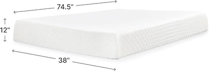 Signature Design by Ashley Chime Memory Foam 12" Twin Mattress with Thick Memory and Support Foam for Pressure Relief, Fiberglass Free, Mattress In A Box