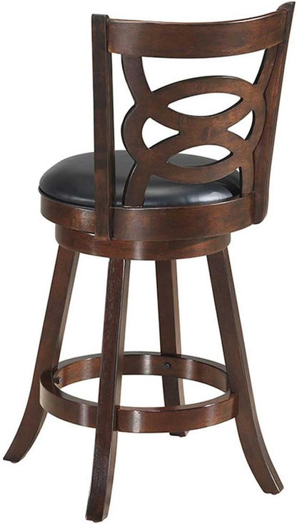 ERGOMASTER Swivel Bar-Stools Set of 2 Brown Counter Height Barstool 24 Inch Seat Bar Chair
