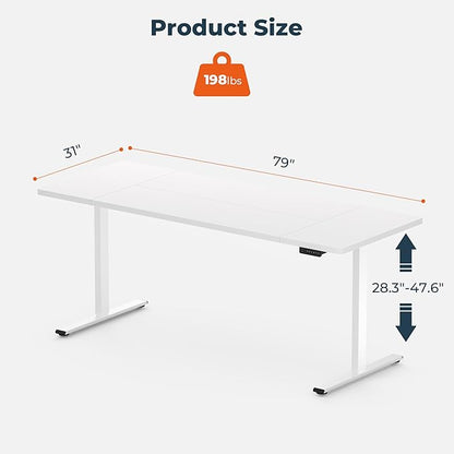 Dual Motor Standing Desk, Large Stand Up Desks, 79x31 Inches Electric Sit Stand Desk, 4 Memory Preset Adjustable Height Home Office Desks(White)