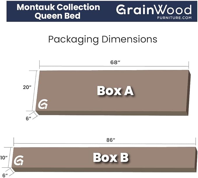 Grain Wood Furniture Montauk Solid Wood Bed, Queen Size, Rustic Grey