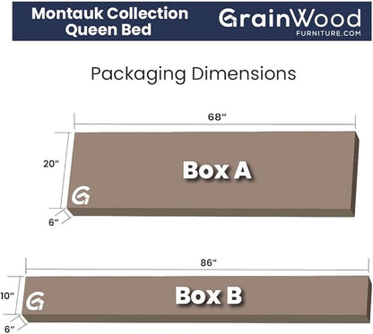 Grain Wood Furniture Montauk Solid Wood Bed, Queen Size, Rustic Off-White