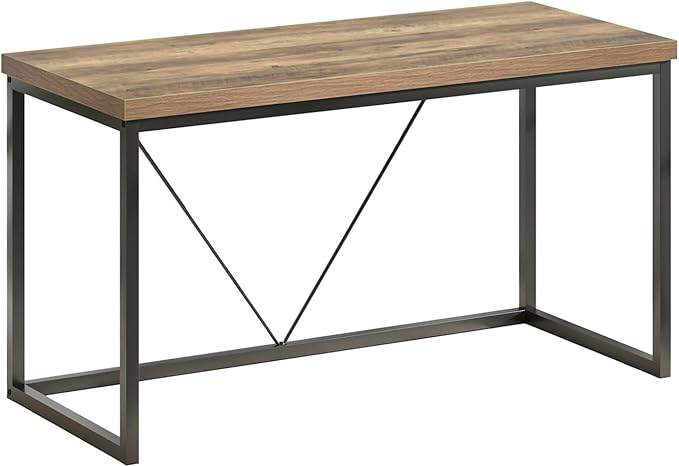 FOLUBAN Modern Home Office Desk, Rustic Wood and Metal Computer Desks, Industrial Study Writing Gaming Table Workstation, Vintage Laptop PC Desk, Oak 53 Inch