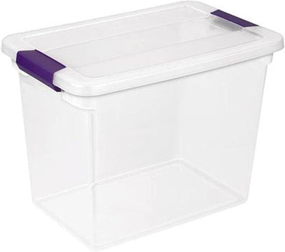 Sterilite 27 Quart Clear Latch Lid Storage Container Tote, 6 Pack, and 15 Quart Clear Latch Lid Storage Container Tote, 12 Pack for Home Organization