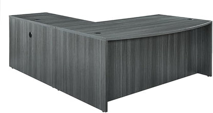 NBF at Work Reversible L-Shaped Executive Office Desk - Durable Gray Laminate Computer Desk with Lockable Two Drawers - Modern Desk with Storage and File Cabinet - Work Desk for Home (71" W, Gray)