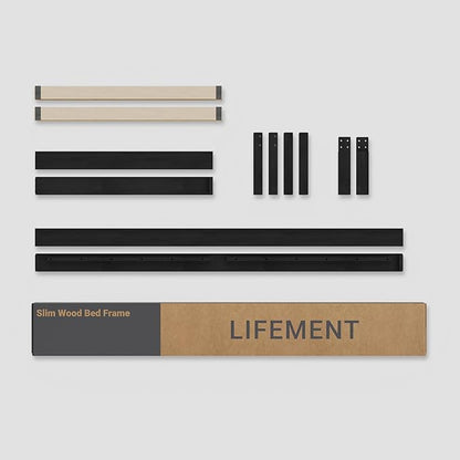 LIFEMENT Classic Wood Platform Bed Frame, Essential, Noise Free, Under Bed Storage, No Box Spring Needed, Easy Assembly (Black, Queen (U.S. Standard))