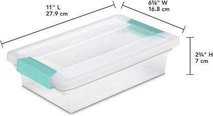 Sterilite 24-Pack Clip Box, Stackable Clear Plastic Bins with Latching Lids, Small - Writing, Arts or Crafts Supplies Storage Containers for Home, Office, Classroom and Workshop Organization