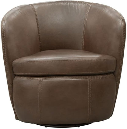 Pemberly Row Vintage Brown All Italian Leather Swivel Club Chair