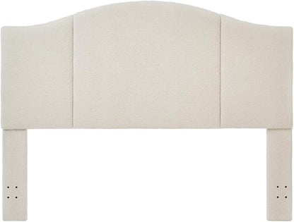 24KF Middle Century Upholstered Foldable King Headboard, Modern Boucle Teddy Fabric, Cream