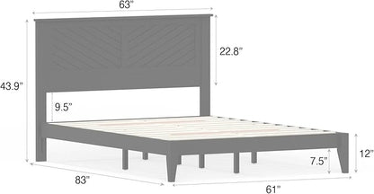 Serene Farmhouse Style Wood Bed in Full Size with Horizontal Scoring Headboard, Coastal Modern Design, Sturdy, Easy Assembly, Ample Underbed Storage, Black
