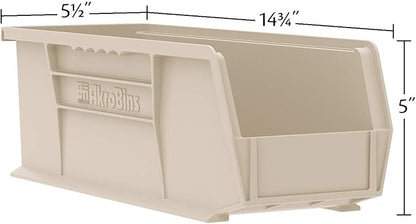 Akro-Mils 30234 AkroBins Plastic Storage Bins, Space-Saving Stackable Bins for Garage, Pantry, Craft Organization, 15" x 5" x 5", Yellow, 12-Pack