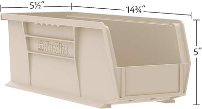 Akro-Mils 30234 AkroBins Plastic Storage Bins, Space-Saving Stackable Bins for Garage, Pantry, Craft Organization, 15" x 5" x 5", Blue, 12-Pack