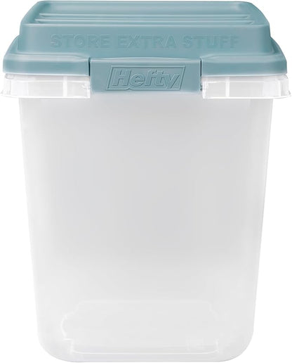 Hefty 6 Pack 32 Quart Lift Off Stackable Plastic Storage Bin and Lid, Smoke Blue